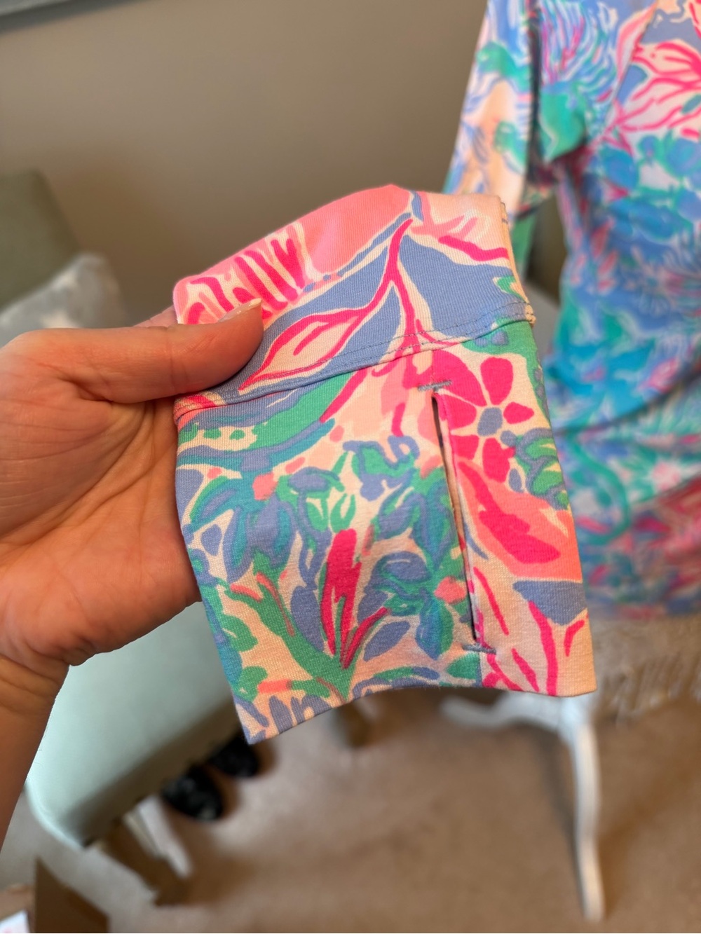 Lilly Pulitzer Women’s Floral Hooded Pullover Sweatshirt - Pink & Blue - Picture 2 of 5